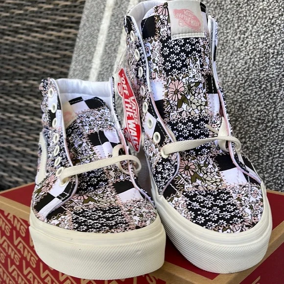 Vans Sk8-Hi Patchwork Floral Multi Marshmallow Pink MENS - Picture 9 of 16